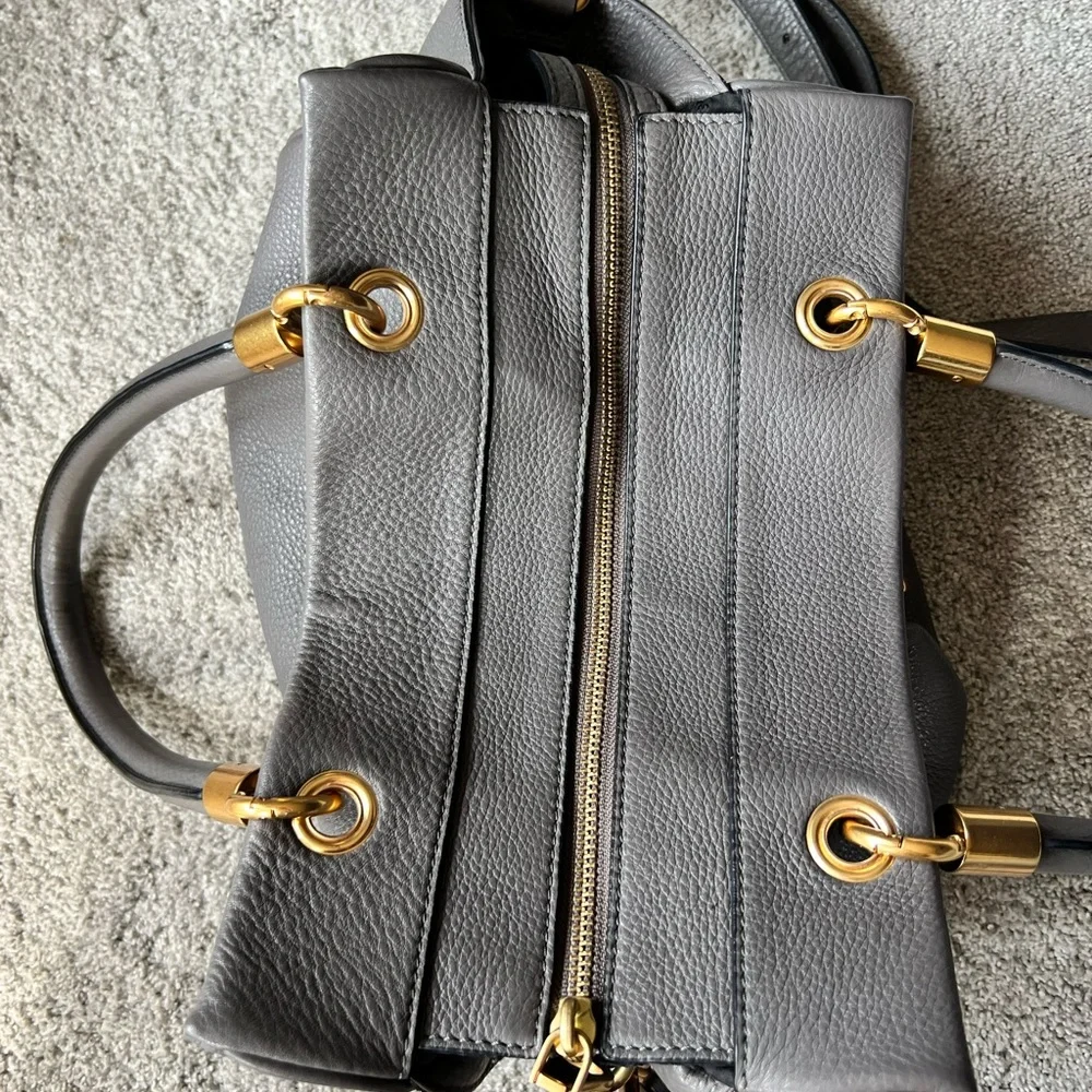 Marc By Marc Jacobs Gray Leather Satchel with Gold Hardware